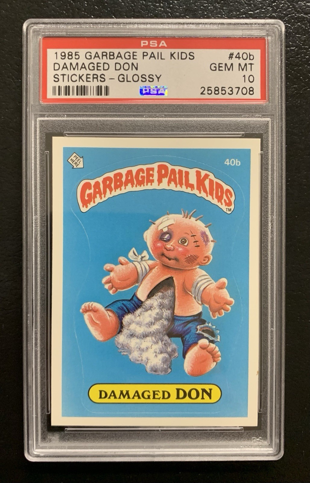 1985 Garbage Pail Kids OS1 Damaged Don 40b PSA 10 GEM MINT-RARE GLOSSY CARD! TWT view 1