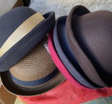 5 Ladies Bowler Hats & Chenille Scarf & Purple Neck scarf & Felt Beret New