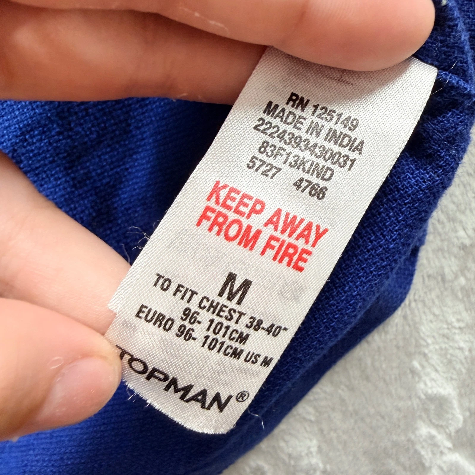 Topman Mens Blue Full Zip Cotton Canvas Workwear Chore Overshirt Jacket Medium - product detail image 5