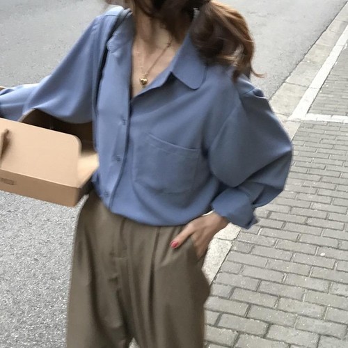 Shirt Damen Einfarbig Schlicht Langarm Revers Shirt - Bild 20 von 22