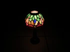 Tiffany Style Stained Glass Dragonfly Tea Light Lamp 10" Portable