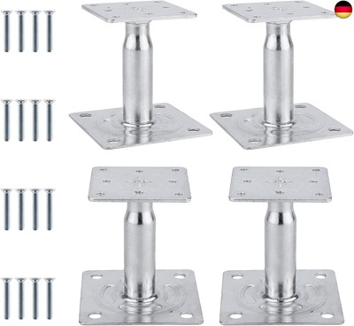 Homtone Pfostenträger Höhenverstellbar 4 Stück, Verzinkte 100-150 mm Pf