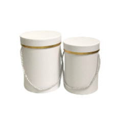 Round Flower Gift Boxes, Set of 2, Various Colors with Golden Rim  W742
