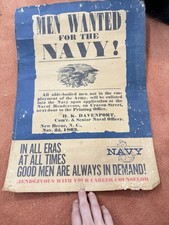 Vintage US Navy Recruiting Poster Civil War Style Cold War Era Ephemera