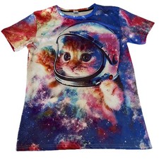 Camiseta Cosmic Space Cat Talla L Astronauta Brillante Multicolor Dopamina Kidcore LEER
