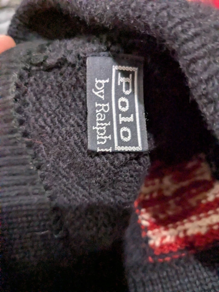 De colección Años 90 Polo Ralph Lauren Bandera Americana Mezcla de Lana Tejido Gorro Sombrero Borlas Foto 4 de 4