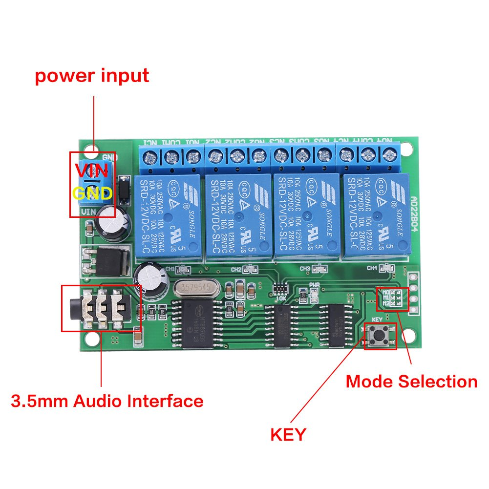 AD22B04 4-Kanal DTMF-Tonrelais – 12V Telefonferns Produktbild-Vorschau 4