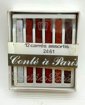 Vintage Conte a Paris 12 Carres Assortis Chalk Crayons NOS 1 Set #2461 Sealed