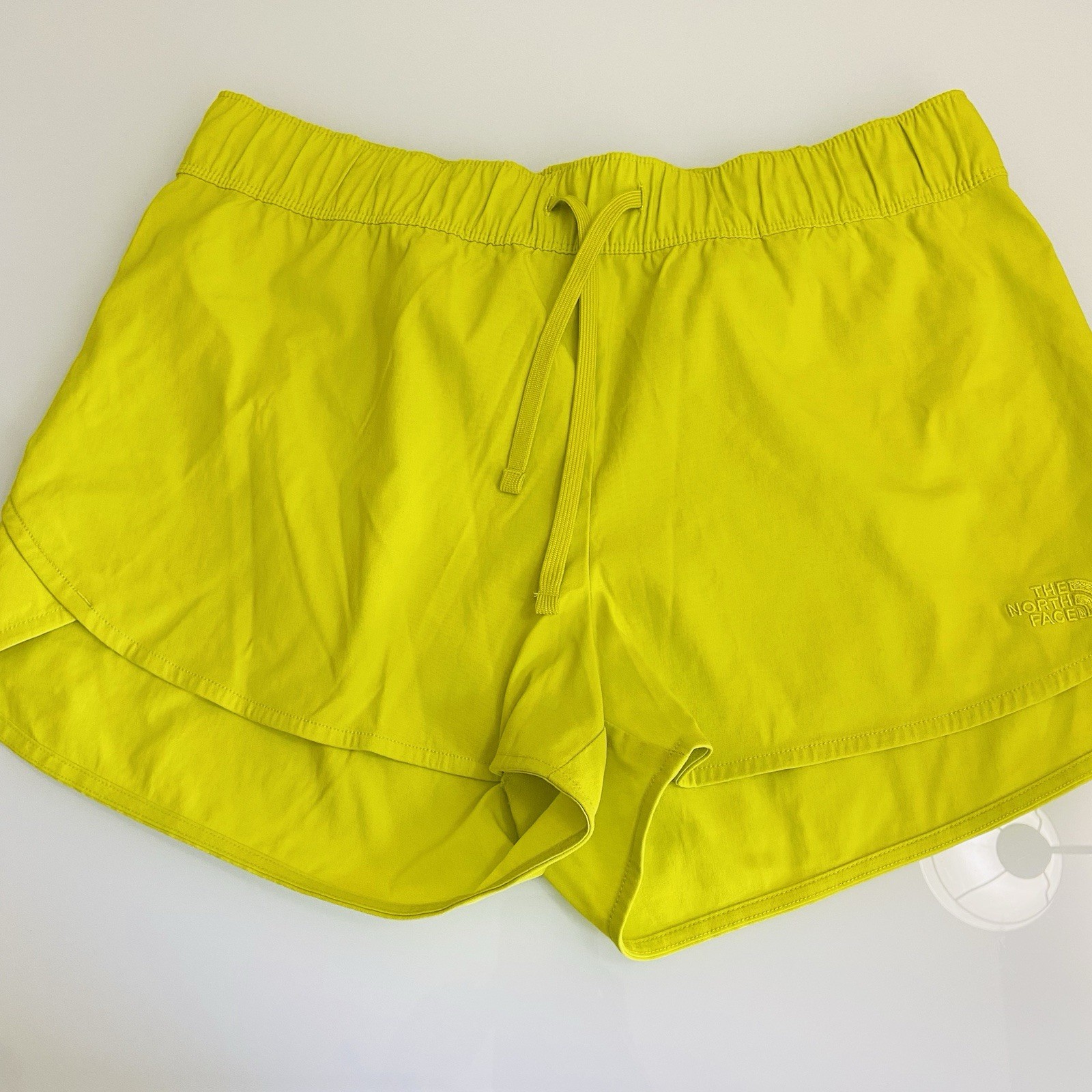 The North Face Women's Neon Green Athletic Running Shorts Size Large Zip Pocket
