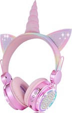 Light-Up Unicorn Bluetooth Headphones for Kids - Stylish  Fun Audio Experience
