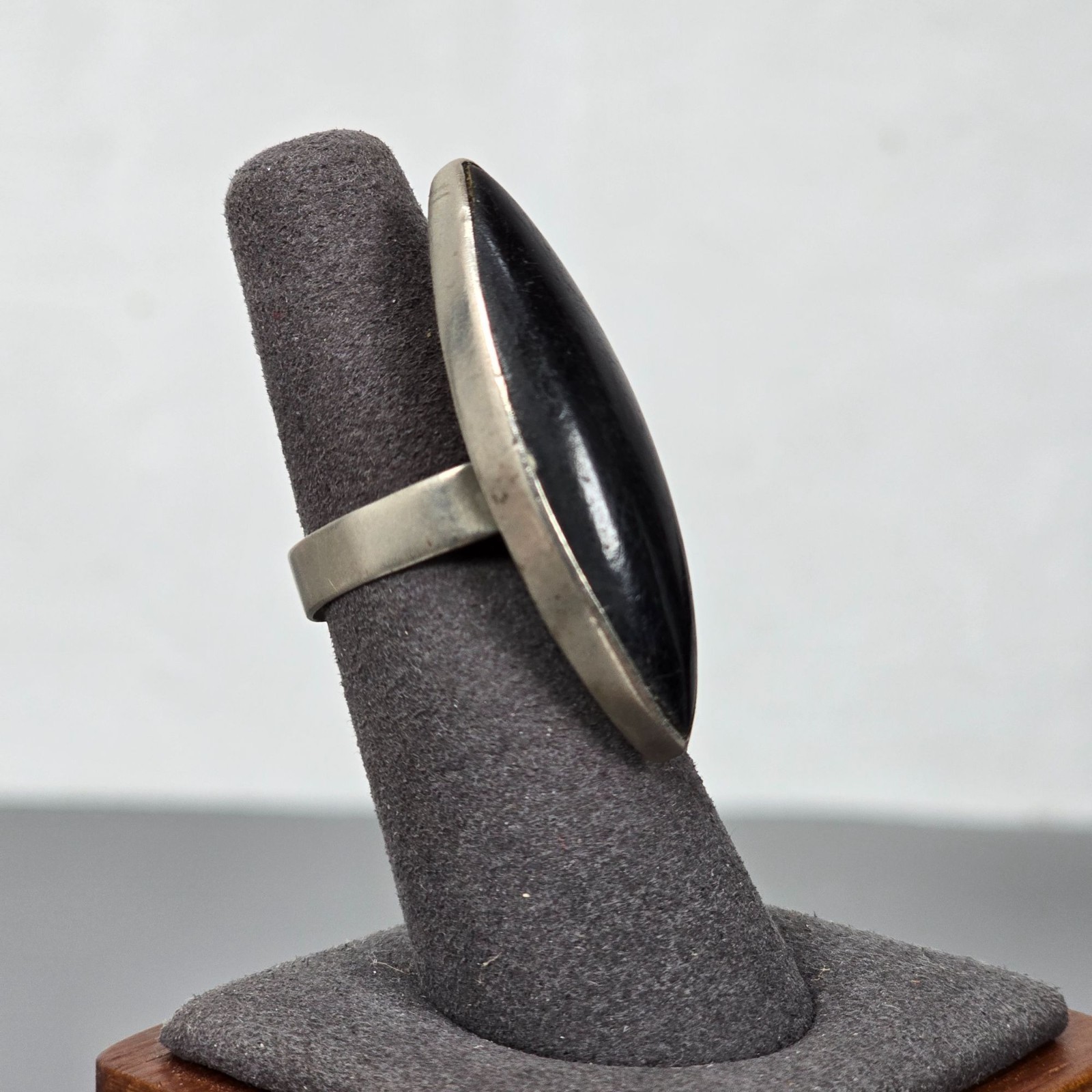 Statement Silver-Tone Adjustable Marquise Black O… - image 3