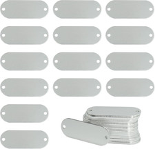 Aluminum Engraving Blanks Tags Stamping Blanks Tags with 2 Holes 25 Pack (Silver