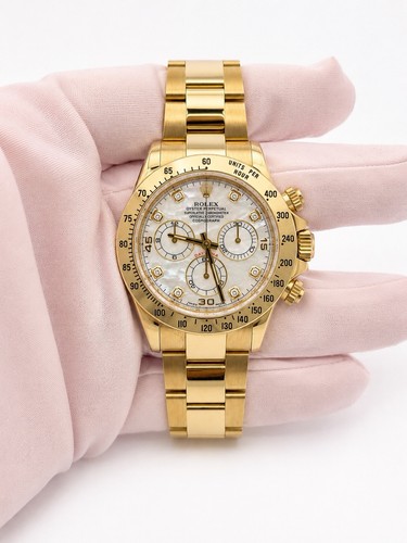 Rolex Daytona 116528 18K Yellow Gold MOP Mother of Pearl Dial 2010 Card No Box