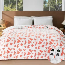 Cow Print Electric Heated Blanket Queen Size,84X90 Pink Heating Blanket Queen...