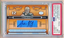 2006 National Treasures Aaron Rodgers Signatures Silver Auto SP #68 (3/7) PSA 7