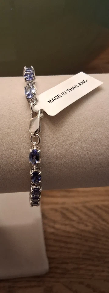 Pulsera de eslabones de tenis de tanzanita TLV en platino sobre plata de ley de 8 pulgadas Foto 3 de 4