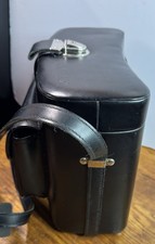 60s Vintage Black Leather Camera Bag Hard Bag Hipster Bag Shoulder Red Lining