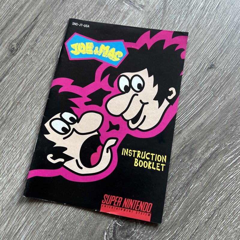Joe & Mac Super Nintendo Instruction Booklet SNS-JT-USA 
