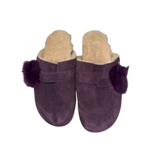 Bearpaw Womens Purple Suede Sheepskin Slippers Size 8 Cozy Winter slides slip on