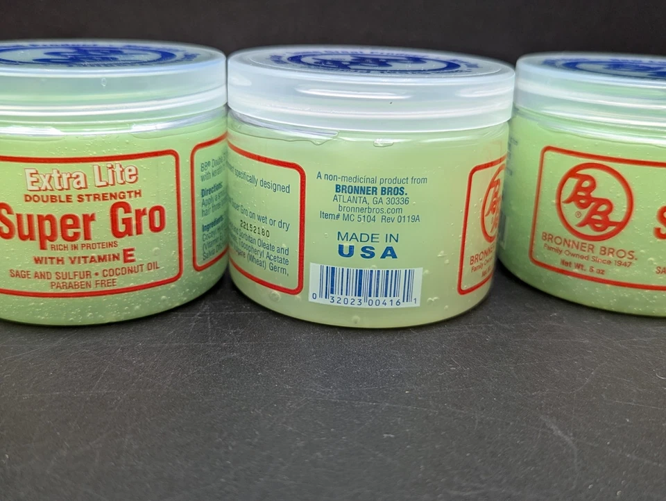 Lote de 3 Bronner Brothers Extra Lite Doble Fuerza Super Gro Vitamina E, 6 Oz Foto 3 de 3