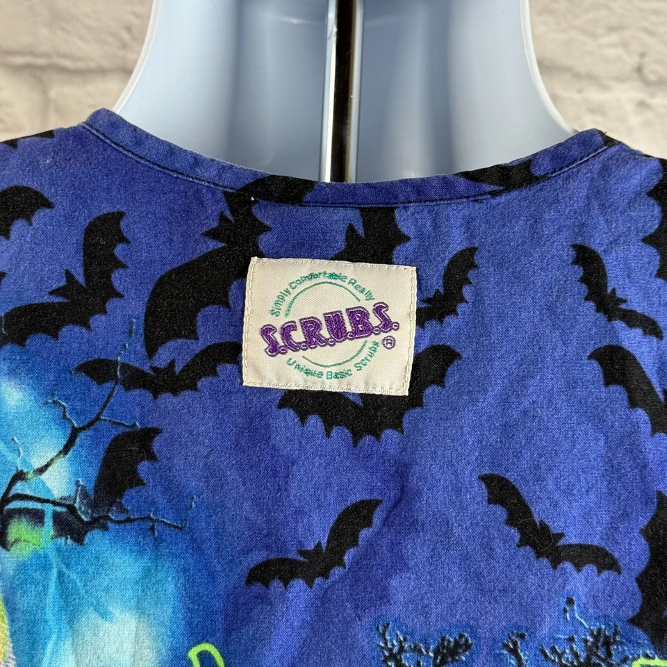 Scrubs Halloween Haunted Mansion Small Jack-O-Lanterns Bats Smart Scrubs House - Image 4 of 4