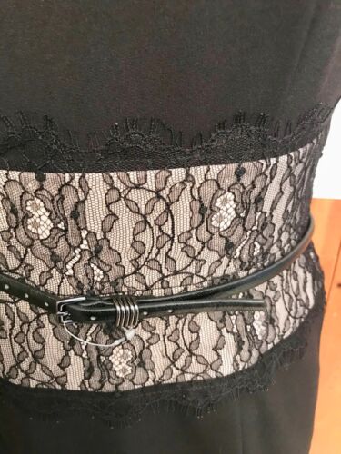 Nuevo Vestido Calvin Klein Negro Encaje Cinturón Formal Sin Mangas Clásico Talla 4 - Imagen 3 de 10