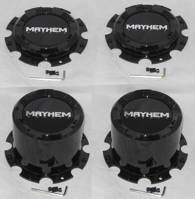 4 Dually Mayhem 8107 Cogent Gloss Black Wheel Center Cap 4 Dually Mayhem 8107 Cogent Gloss Black Wheel Center Cap