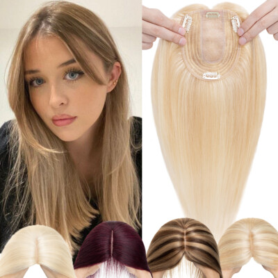 Damen Echthaar 100% Remy Topper Toupet Toupee Clip In Haarteile Hair Extensions