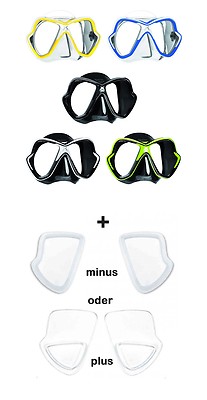 Mares X-Vision Tauchermaske mit Sehhilfe positiv u. negativ