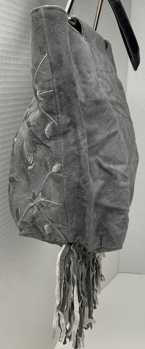 Comeco Velour Fringe Purse Interlocking Silver Hardware NEW Gray *READ* - Picture 12 of 13