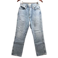 Agolde Pinch Waist High Rise Kick Jeans Womens 26 2 Riptide Organic Cotton