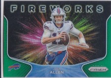 JOSH ALLEN Buffalo Bill 2020 Panini RARE $$ GREEN PRIZMS FIREWORKS Football Card