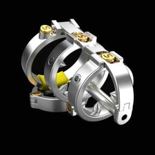 Stainless Steel Metal Double Lock Male Chastity Device Cage with Scrotum Ring
