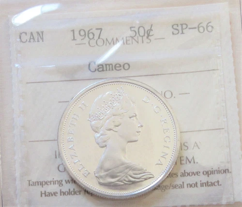 1967 Canada Silver Half Dollar Coin ICCS SP-66 CAMEO Fifty Cents Certified SP 66