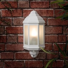 Image of Outdoor Wall Mounted Lantern PIR Motion Sensor Frosted Glass Garden Porch Light
