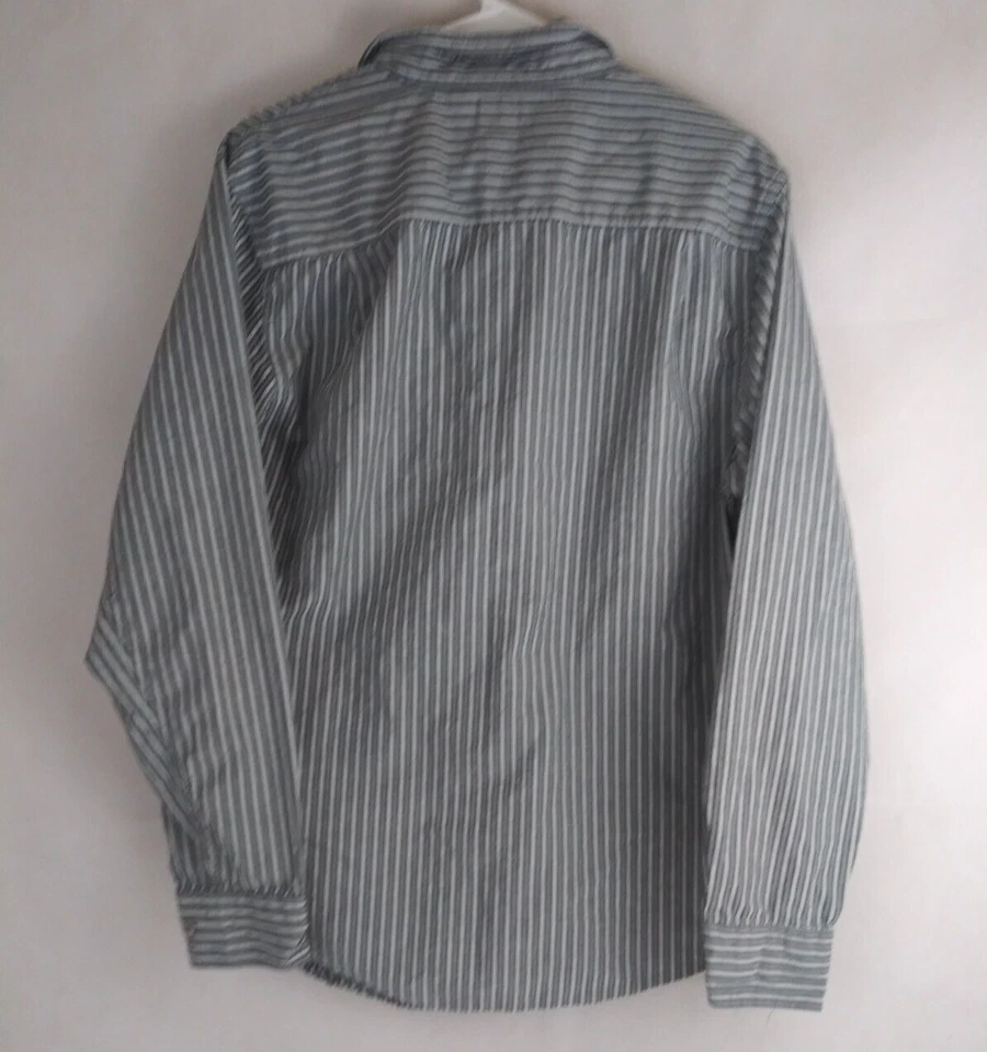 Camisa de vestir a rayas grises y blancas BKE Contour para hombre talla grande 100 % algodón Foto 2 de 4