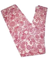 OS Lularoe Leggings Paisley Floral Pink Red NEW 260247