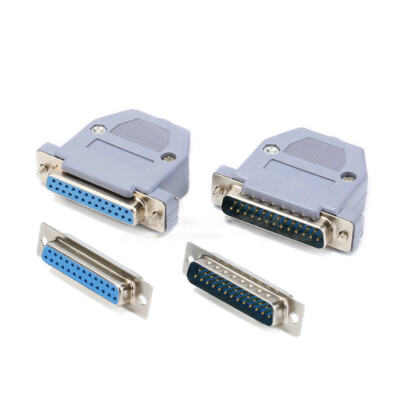 DB25 25 Pin D-Sub Plug Solder Connector RS232 Serial / Grey Hood / Female / Male