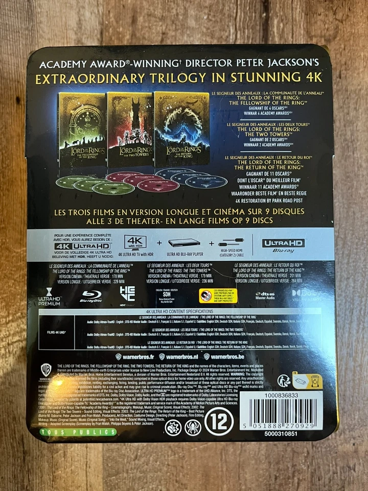 The Lord of the Rings 4K UHD Trilogy Complete Steelbook Collection *NEW/SEALED* - Image 3 of 4