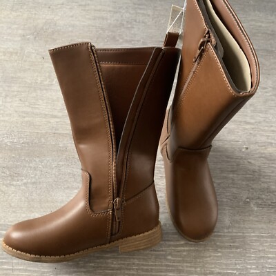 NEW Girl Youth 12 OLD NAVY Chestnut Brown Tall Boots Leather
