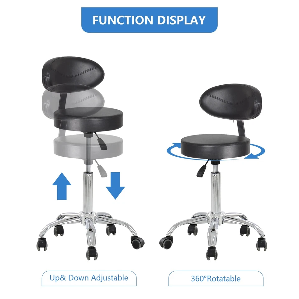 Silla de esteticista hidráulica taburete de salón con ruedas silla de spa facial ajustable Foto 3 de 4