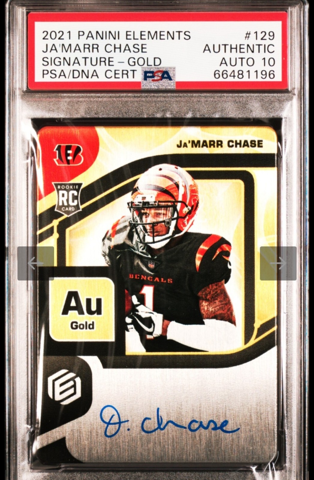 JaMarr Chase Panini Elements #129 Signature-Gold