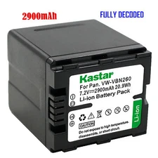 1x Kastar Battery for Panasonic VW-VBN260 HC-X920 HC-X920M HDC-HS900 HDC-SD800