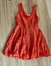Cotton On Orange Dress Size Small Fit & Flare Lace Mini Party Cocktail Evening