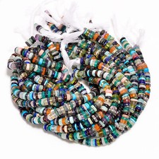 Multi Semi Precious Gemstone Rondelle Smooth Beads 5X5 6X6 mm Strand 8" GB-358