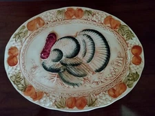19"x13" Large Turkey Meat Serving Platter Plate Thanksgiving Fall Japan Caldor