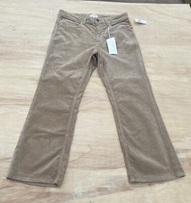 PILCRO Anthropologie Corduroy Flare Jeans High Rise Crop Yaya Women Beige SZ. 32