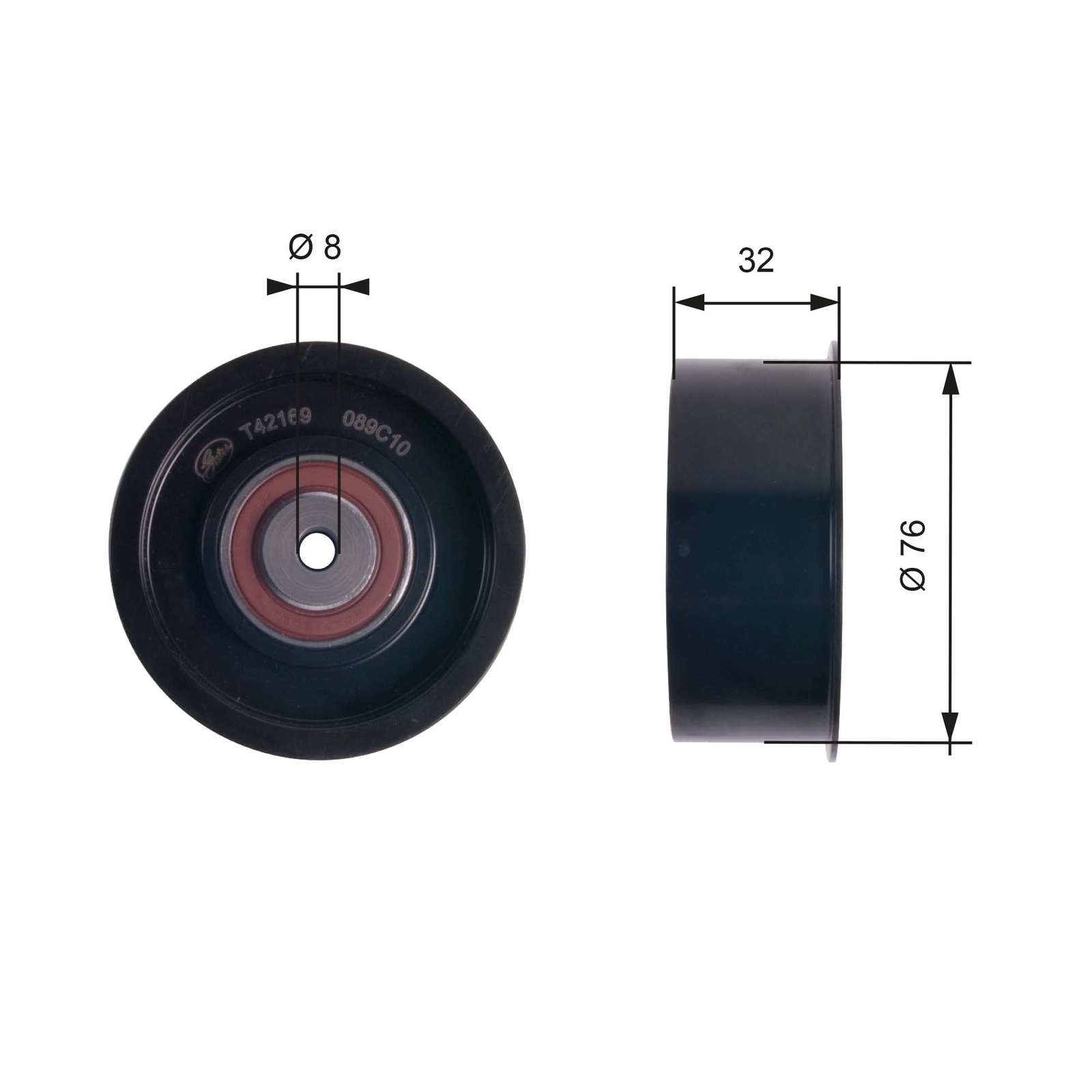 GATES T42169 Deflection/Guide Pulley, timing belt for ,NISSAN,OPEL,RENAULT,VAUXH