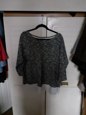 Damenpullover F&F schwarz-weiß, angenähtes Shirtunterteil, metallisierter Faden,...