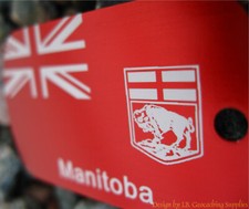 Manitoba Trackable Geocaching Dog Tag Canada's Provinces, Red Finish 